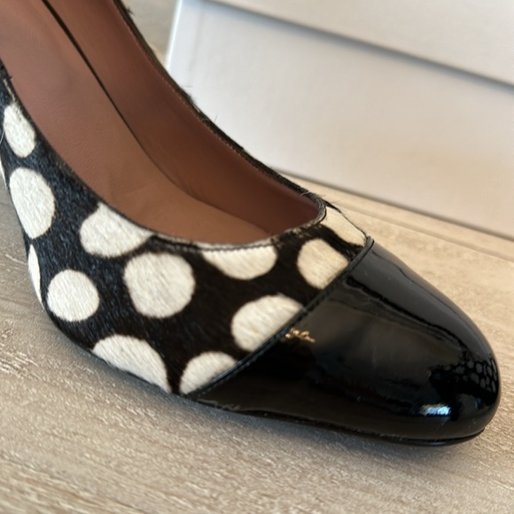 BODEN Patent Leather Heels Dalmatian print Calf Hair Black White Size 40 - Picture 10 of 14